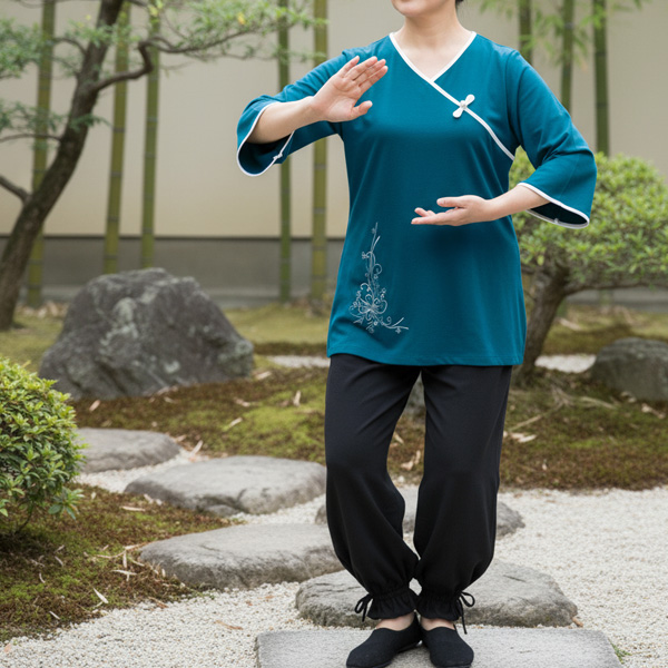 カシュクール風 花刺繍Tシャツ